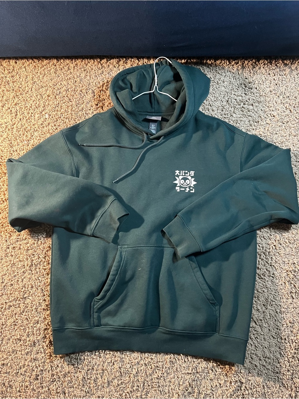 H&M Dark Green Graphic Pullover Hoodie